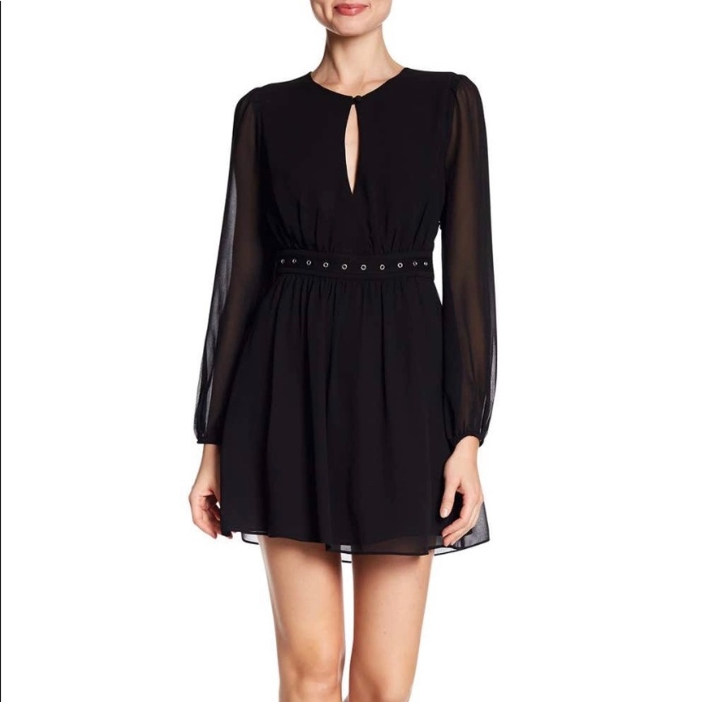 BCBGeneration Black Chiffon Grommet Dress